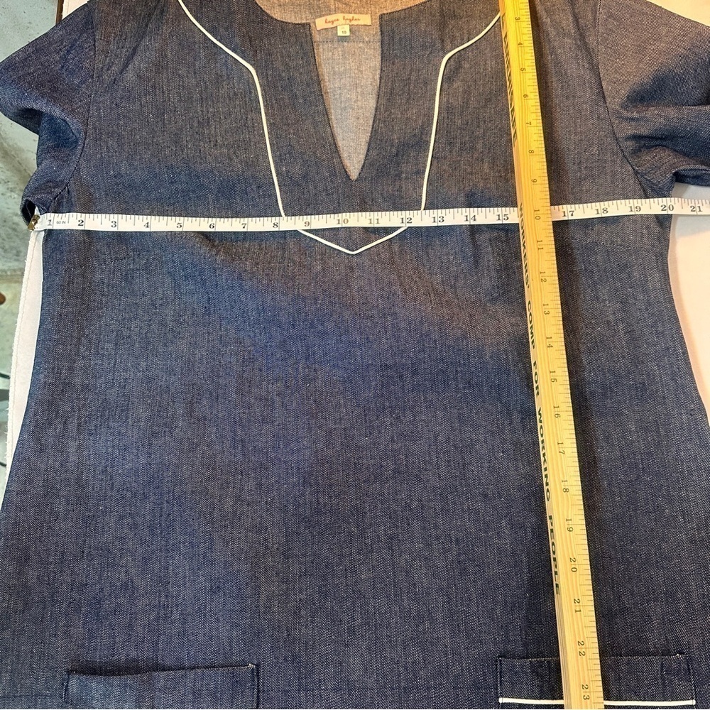 Kayce Hughes denim dress size 10 3/4 long sleeve Vacation vacay Resortwear beach - Picture 6 of 11